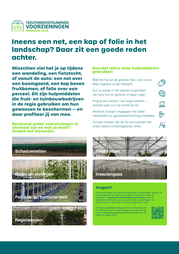 Voorkant van het document met uitleg over teeltondersteunende voorzieningen voor omwonenden